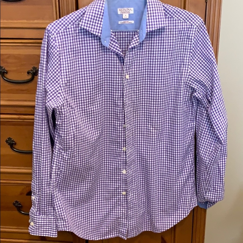 Men’s Purple and white checked shirt